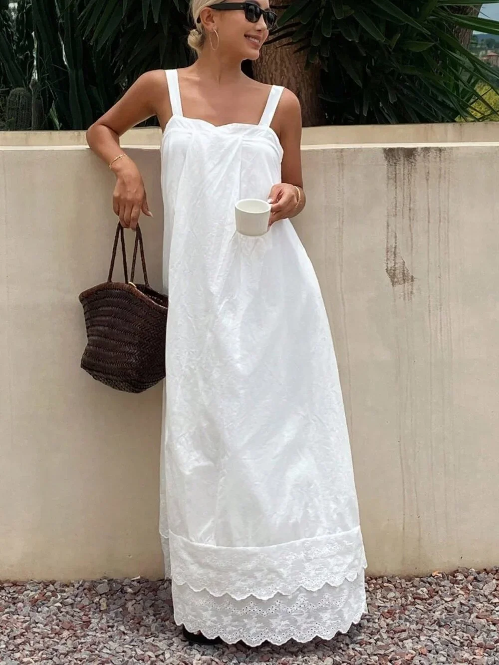 White Casual Women's Loose maxi Dress